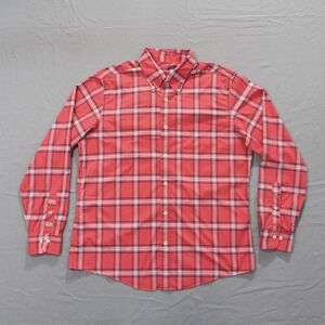 Brooks Brothers Mens Large Red Plaid Stretch Button Down Long Sleeve Casual